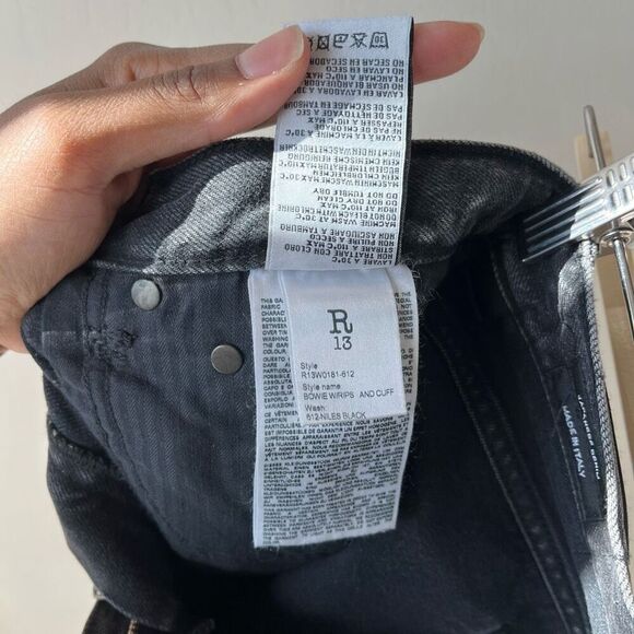 R13 Black Flare Wide Leg Jeans with Distressed Details - Picture 10 of 10